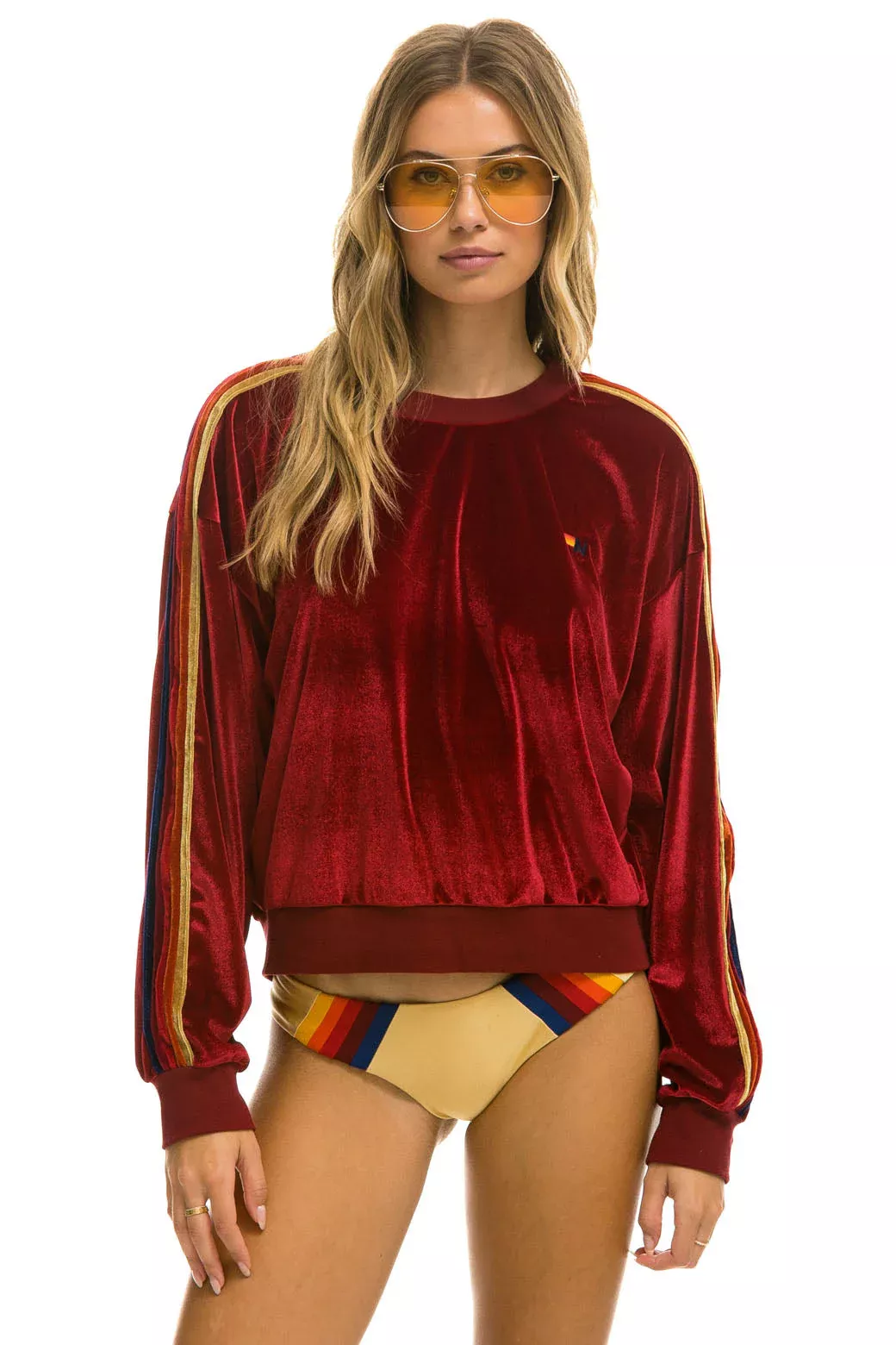 Classic Velvet Relaxed Sweatshirt - Red